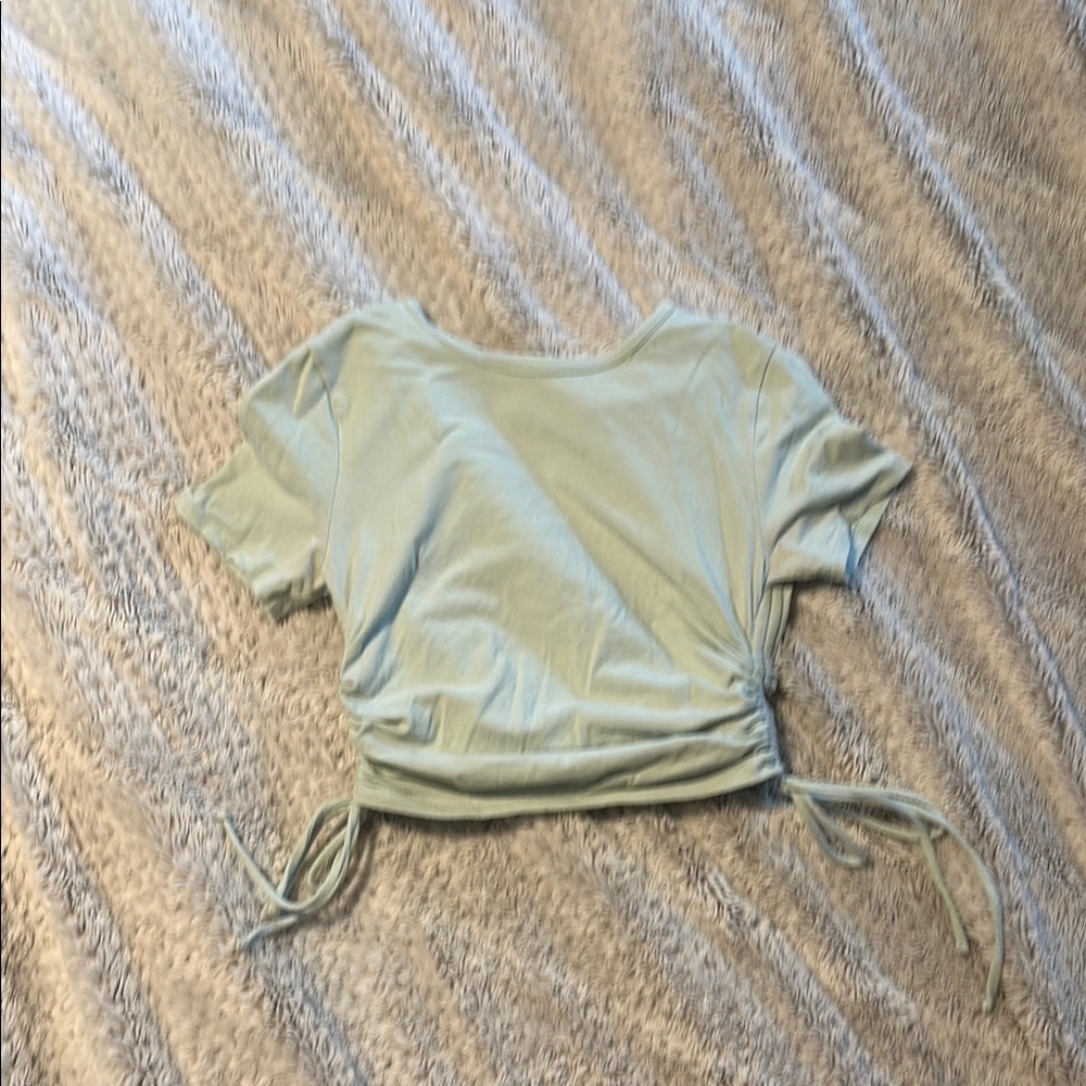 Hollister Green Ruched Crop T-Shirt